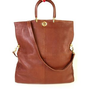 VINTAGE TRINKERS BROWN GENUINE LEATHER CONVERTIBLE SHOULDER BAG X-BODY MESSENGER